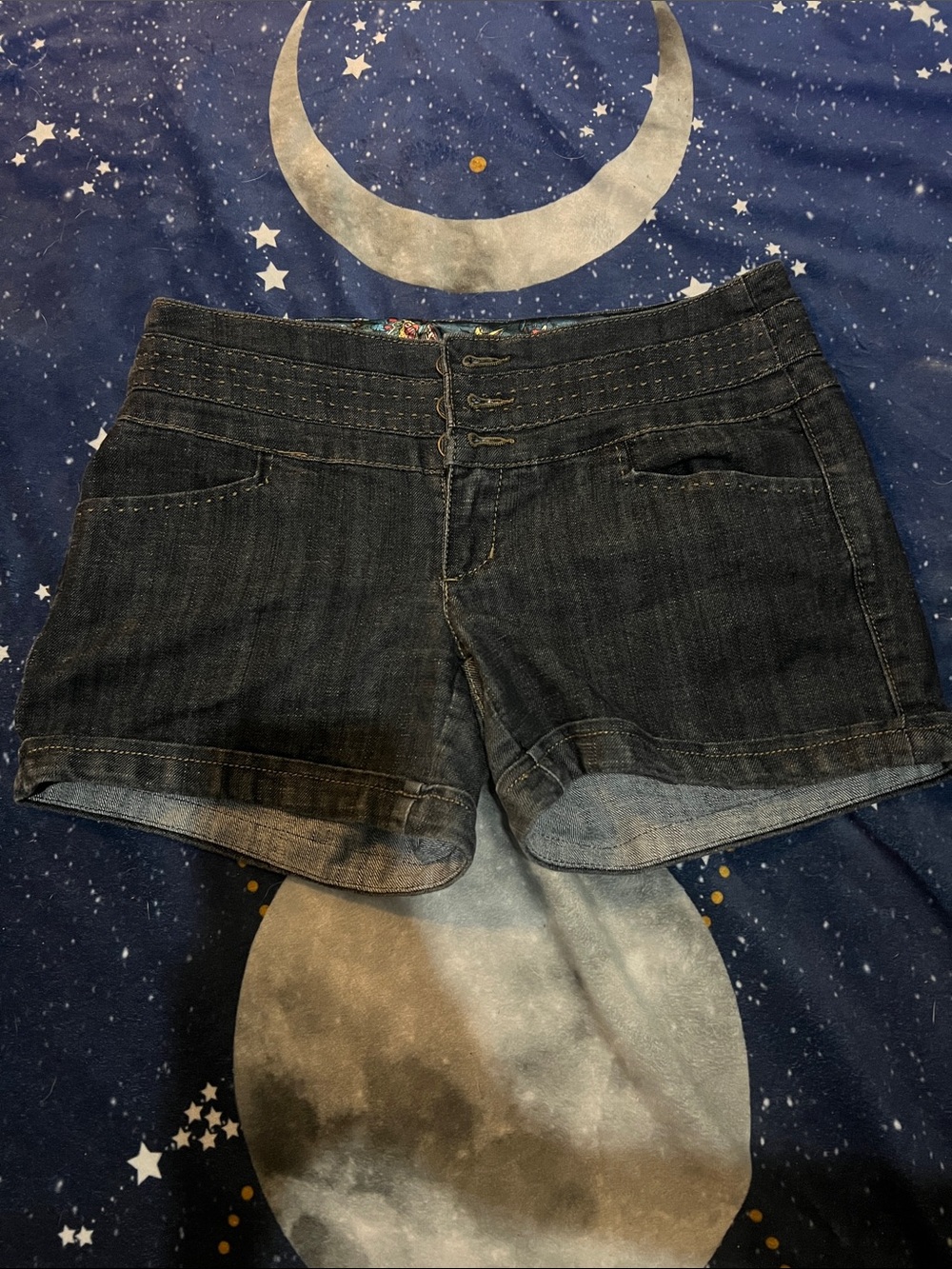 Copper Key Dark Blue Cuffed Denim Shorts